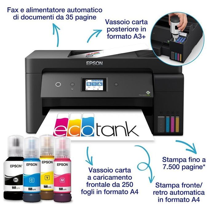 Epson C11CH96401 EcoTank ET-15000 Stampante Multifunzione Inkjet A3+ 4800x1200 DPI Wi-Fi Ethernet ADF Fronte Retro colore Nero