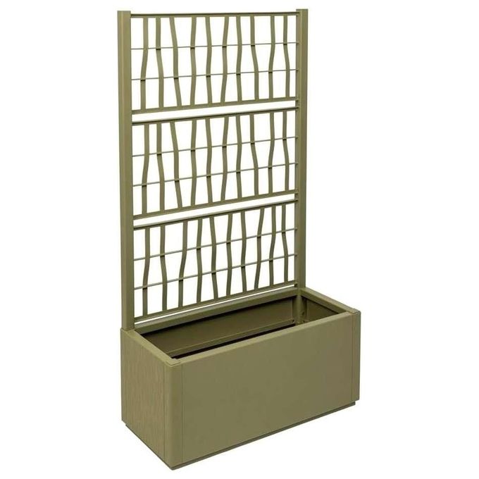 Stefanplast Fioriera Ethica Rettangolare 80cm con SPalliera, Verde Oliva