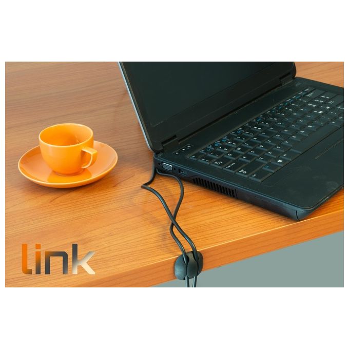 Link KIT_ 16 Pezzi Supporti Adesivi per Gestione Cavi Colore Nero