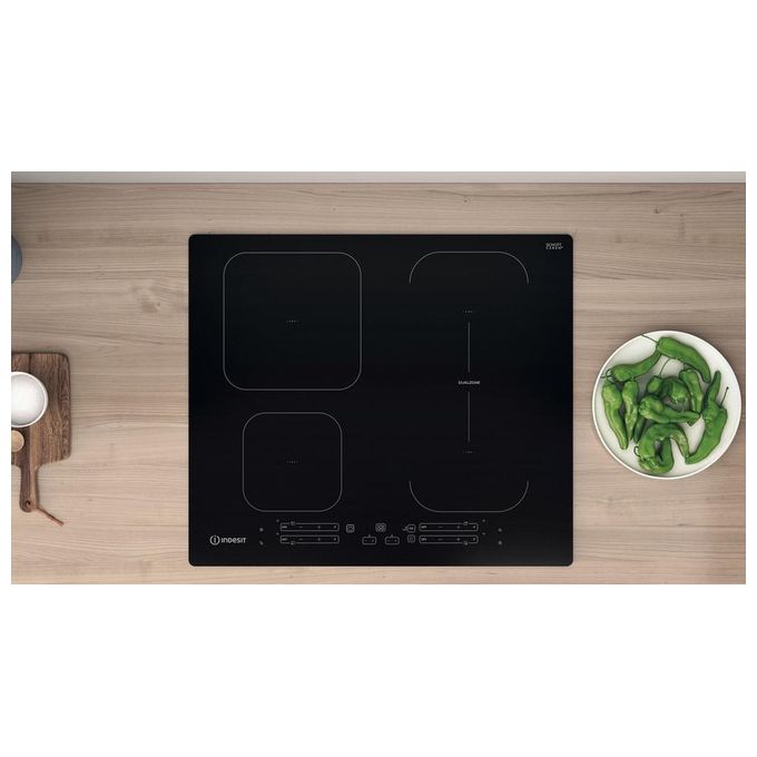 Indesit IB65B60NE Piano cottura a induzione 60 cm 4 zone DualZone PushandGo colore Nero