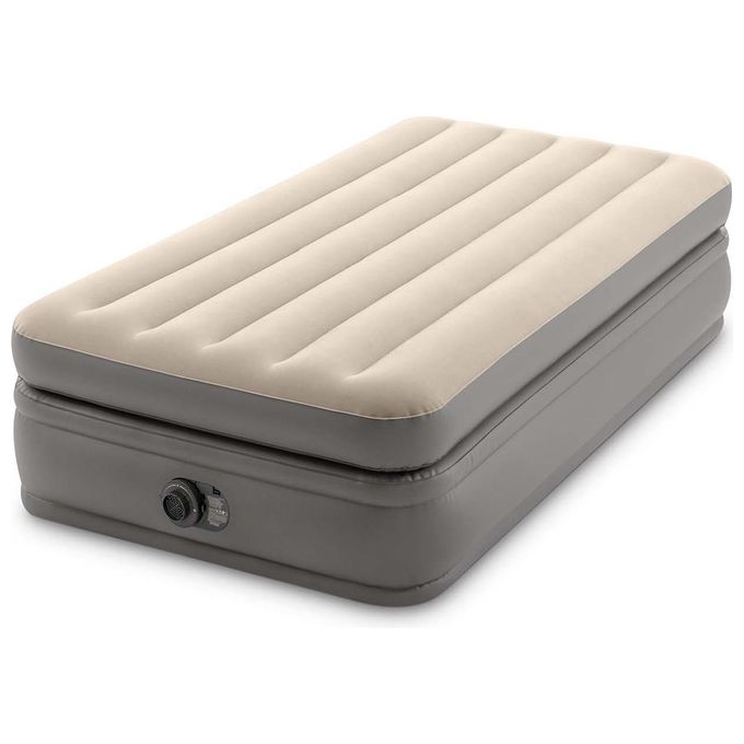 Intex 64162ND DuraBeam Prime Comfort Elevated Materasso Gonfiabile Singolo Fiber-Tech Pompa Elettrica 99x191x51 cm 136 Kg colore Grigio