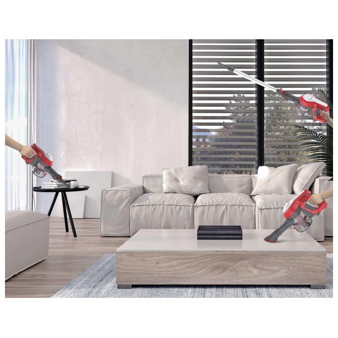 Hoover HF122RH 011 H-Free 100 Aspirapolvere Scopa Senza Filo Ciclonica Senza Sacchetto 0.9 L 170 W autonomia 40 min colore Argento Rosso