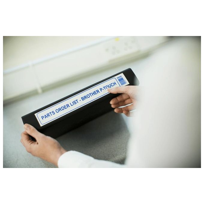 Brother Nastro Laminato 36mm Blu Su Bianco