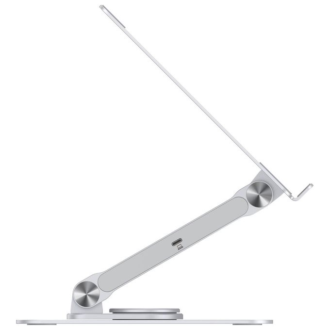 Conceptronic DONN27G Supporto per Laptop con Docking Station 7in1 Hub USB 3.2 HDMI Lettore Schede 100W colore Argento