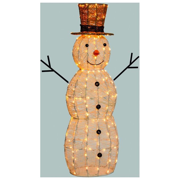 Lotti 63952 Figura Luminosa Decorativa Pupazzo di Neve 3D con 220 LED Bianco Caldo Timer 8-16h IP44 Cavo 4 m colore Bianco