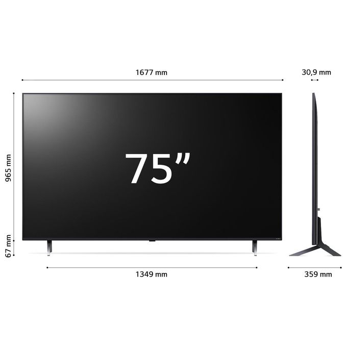 LG 75QNED80T6A.API Serie QNED80 TV 4K UHD Smart TV con webOS 24 3 HDMI QNED AI colore Blu