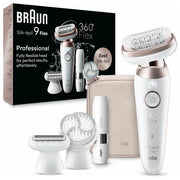 Braun SES9-360 Silk-épil 9 Flex Epilatore Elettrico Donna Wet and Dry 40 pinzette MicroGrip 2 velocita' autonomia 50 min colore Bianco Rosa