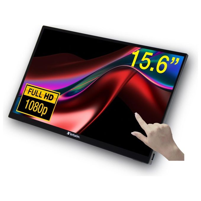 Verbatim PMT-15 Monitor Portatile Touch 15,6'' Full HD 1080p IPS Touchscreen 10 punti USB-C HDMI colore Nero