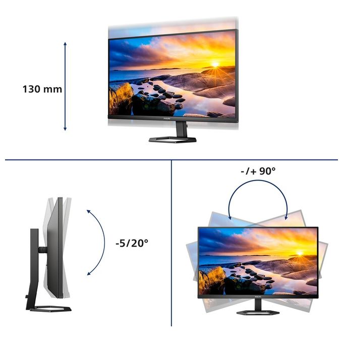 Philips 27E1N5500LA Monitor PC 27'' QHD VA 2560x1440 75Hz 4ms Adaptive Sync Altoparlanti HDMI DisplayPort colore Nero