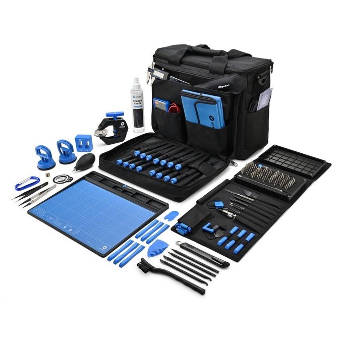 IFixit EU145278-20 Repair Business Toolkit Kit per Riparazioni con 15 Cacciaviti 4 Spudger 2 Pinzette 2 Ventose Multimetro Calibro Digitale e Borsa Messenger colore Blu-Nero