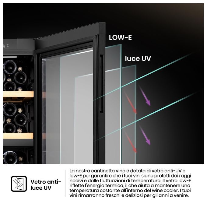 Hisense RW3N230GELF Cantinetta Vino 108 Bottiglie 239 L Classe F 38 dB Zona Temperatura 5-20 °C Wi-Fi LED colore Nero