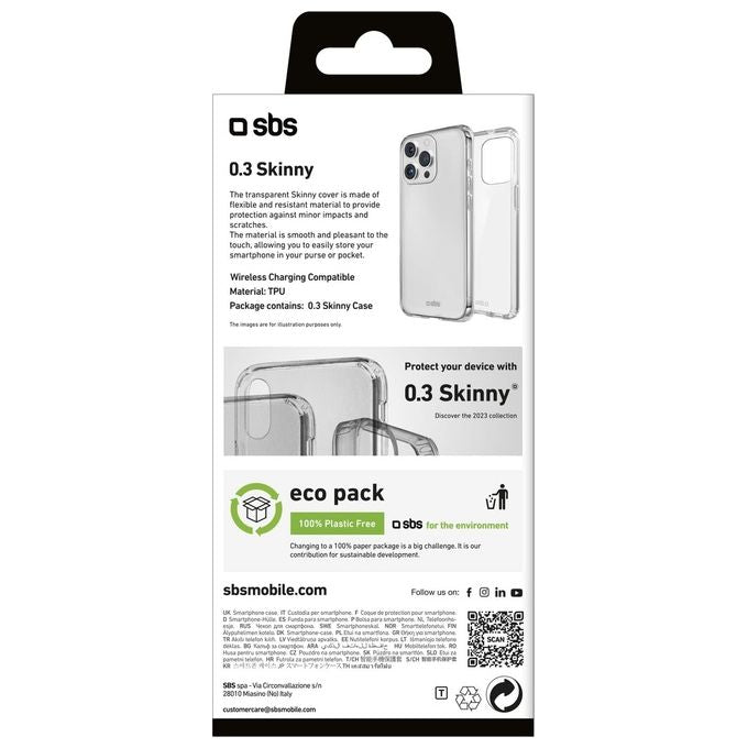 SBS TESKINIP1567PT Skinny Cover per iPhone 15 Pro Max TPU Antiurto Antigraffio colore Trasparente