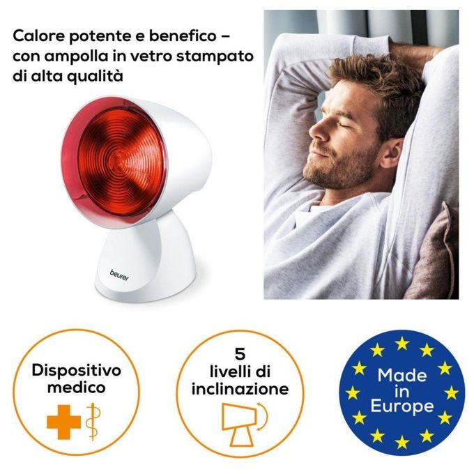 Beurer IL21 Lampada a Raggi Infrarossi 150W 5 Posizioni Dispositivo Medico colore Bianco