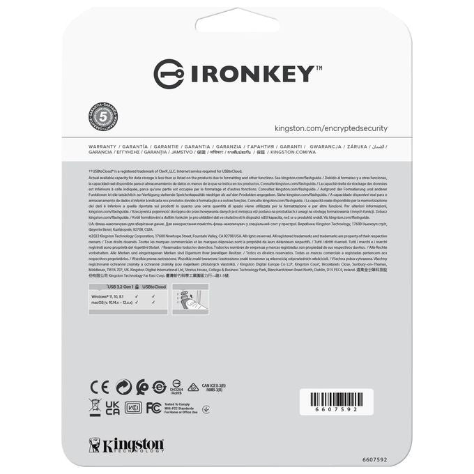 Kingston IKLP50-32GB IronKey Locker+ 50 Chiavetta USB 32GB USB 3.2 Gen 1 Tipo A Crittografia AES 256bit FIPS 197 colore Argento