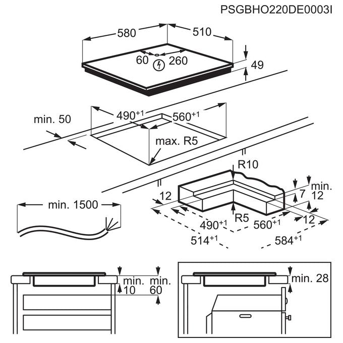 AEG 949 598 346 Serie 6000 Piano cottura a induzione 60 cm 4 zone DoubleBridge colore Nero