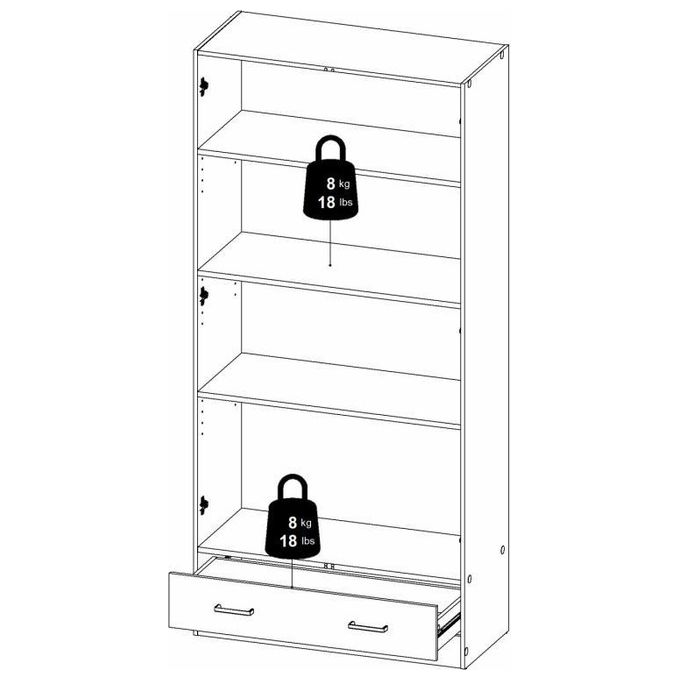 Tvilum 704034949 Space Armadio 2 Ante Battenti 1 Cassetto 3 Ripiani Stile Scandinavo colore Bianco