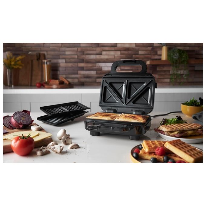 Russell Hobbs 26810-56 Creations Tostiera 3 in 1 Sandwich Waffle Griglia Antiaderente 750W piastre rimovibili colore Nero