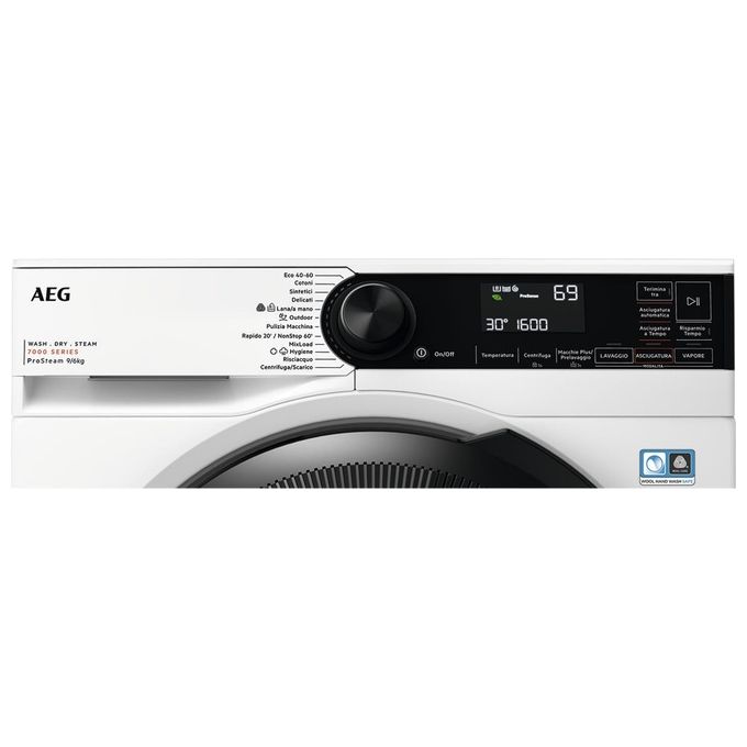 AEG LWR7D966OB Serie 7000 Lavasciuga Frontale 9-6 Kg 1600 rpm Classe D ProSteam Inverter PreciseLoad (85x60x63 cm) colore Bianco