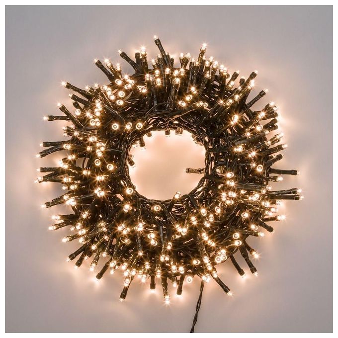 Lotti 20102 Xmas King Catena Luminosa Minicluster 2000 LED 40,5 mt 8 Giochi di Luce IP44 colore Verde
