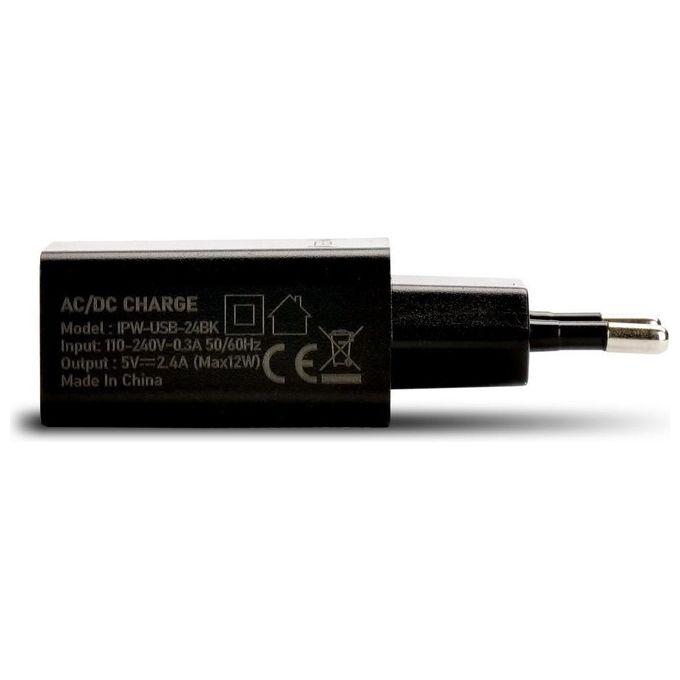 Techly Caricatore Alimentatore Usb-A da Muro 5V 2.4a per Smartphone o Tablet