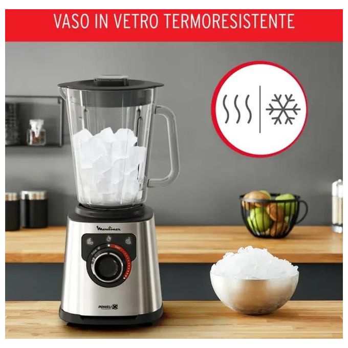 Moulinex LM871D10 PerfectMix+ Frullatore a bicchiere 2 L 1200 W Tecnologia Powelix 6 lame Autopulizia colore Acciaio Inox