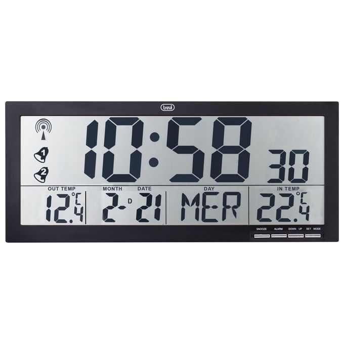 Trevi OM 3530 RC Orologio da Parete Nero Digitale Radiocontrollato Sensore Esterno