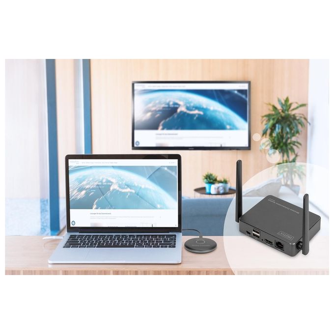 Digitus DS-55322 Trasmettitore HDMI Wireless per Click and Present Pro Risoluzione 1920 x 1080 Pixel Distanza fino a 50 m colore Nero Grigio
