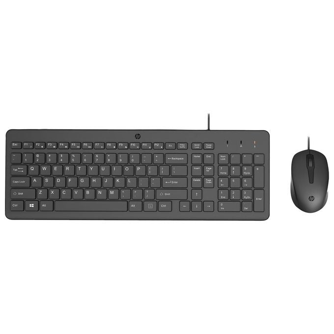 HP 240J7AA 150 Kit Tastiera e Mouse Wired USB Full-size Sensore Ottico 1600 DPI Plug and Play colore Nero