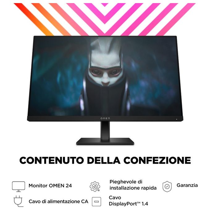 HP 780D9AA#ABB OMEN 24 Monitor Gaming 23,8'' FHD 1920x1080 IPS 165 Hz 1 ms AMD FreeSync Premium colore Nero