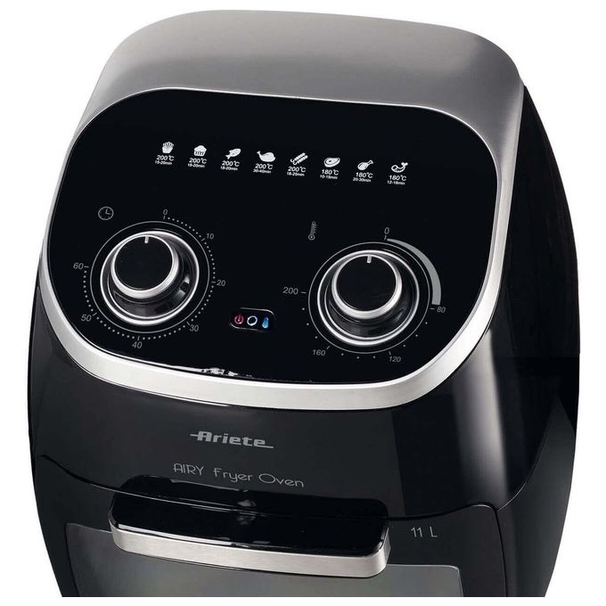 Ariete 4619 Friggitrice ad aria 11 L 2000 W Forno Elettrico Girarrosto Essiccatore 8 Programmi colore Nero