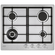 Candy CHG6BF4WTX Moderna Piano cottura a Gas 60 cm 4 Fuochi da incasso Griglie in Ghisa colore Acciaio inox