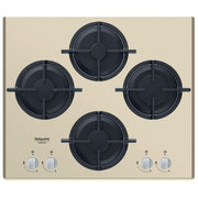 Hotpoint HAGD 61S-CH Diamond Piano cottura Gas 60 cm 4 fuochi Vetro Griglie Ghisa Accensione Elettrica colore Champagne