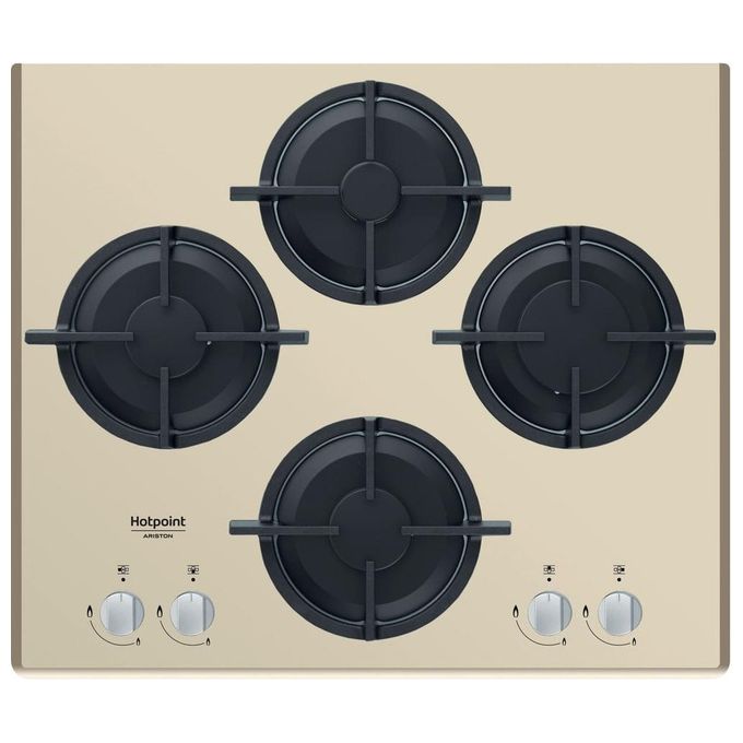 Hotpoint HAGD 61S-CH Diamond Piano cottura Gas 60 cm 4 fuochi Vetro Griglie Ghisa Accensione Elettrica colore Champagne