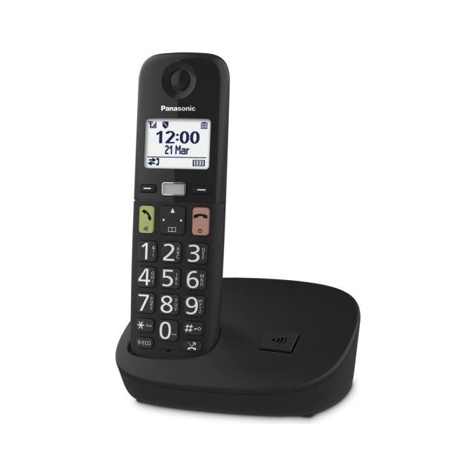 Panasonic KX-TGU112EXB Telefono Cordless DECT Duo 2 Cornette Tasti Grandi Schermo LCD 1.8'' Blocco Chiamate Compatibile Apparecchi Acustici colore Nero