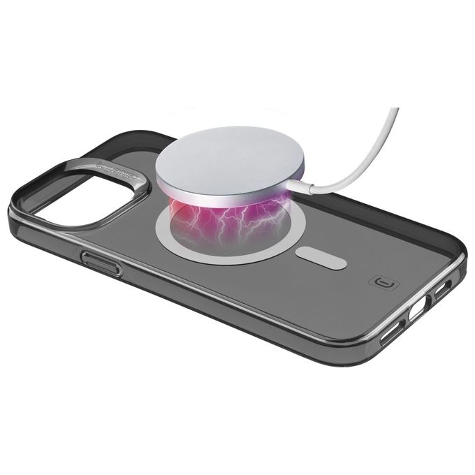 Cellularline GLOSSMAGIPH15MAXK Gloss Mag Custodia per iPhone 15 Plus con Magneti Integrati per Ricarica MagSafe Antiurto con Certificazione MilitaryTest Contiene Materiale Riciclato colore Nero