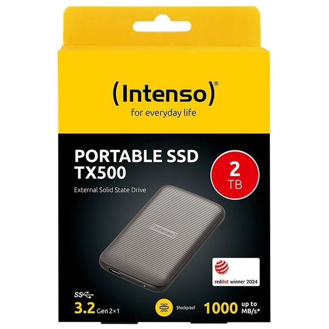 Intenso 3827470 TX500 SSD Esterno 2 TB USB Tipo C 3.2 Gen 2 Velocita' Lettura 1000 MB-s colore Marrone