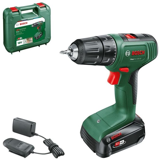 Bosch 06039D8004 EasyDrill 18V-40 Trapano Avvitatore a Batteria 18 V 2 Velocita' 20 Posizioni Coppia Mandrino 13 mm colore Nero Verde
