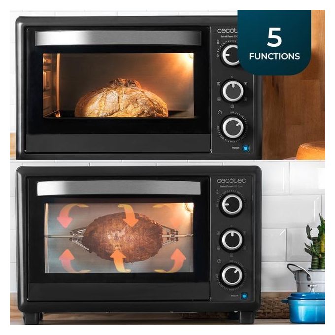 Cecotec 03819 BakeandToast 3090 Black Gyro Fornetto Elettrico da Tavolo 30 L 1500 W 5 Funzioni Girarrosto Classe A colore Nero