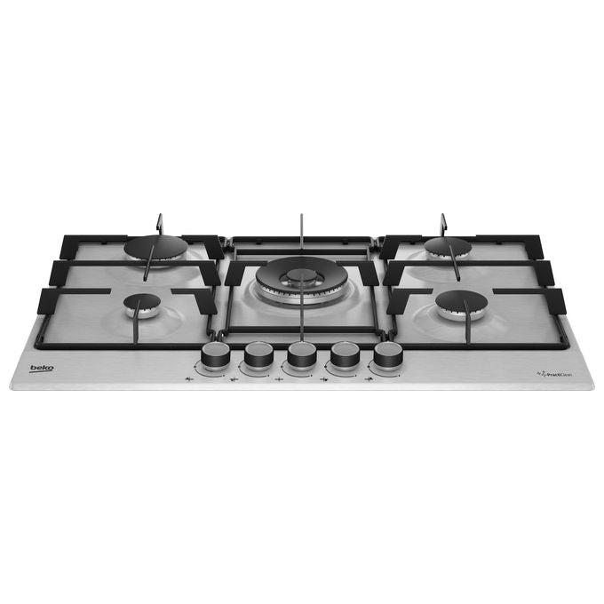 Beko HIAW75224SXE Piano cottura a gas 75 cm 5 fuochi 1 Wok High Efficiency PractiClean colore Inox