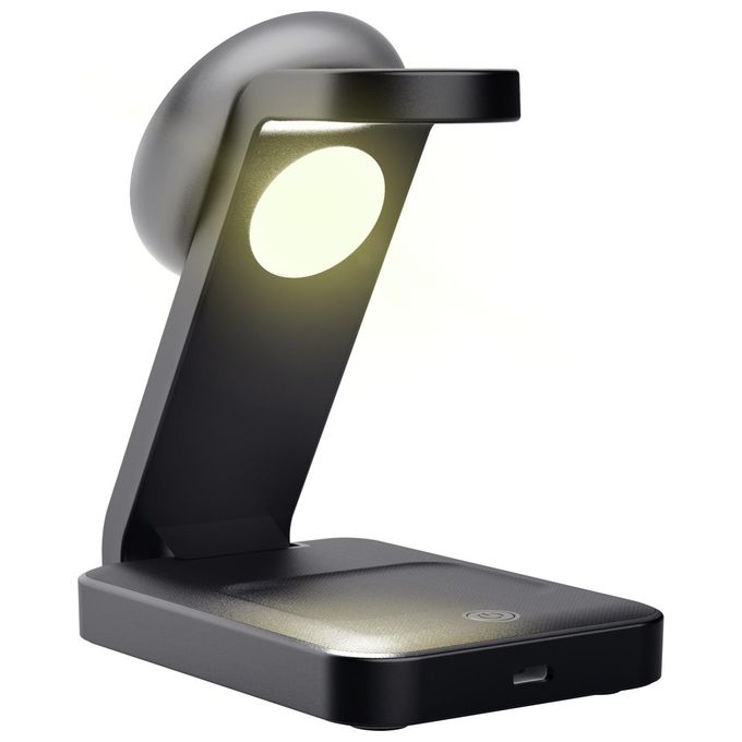 Trust Viro Supporto di Ricarica Wireless 3-in-1 Magnetico per iPhone Apple Watch AirPods 20W USB-C Design Pieghevole Luce Notturna LED Dimmerabile colore Nero