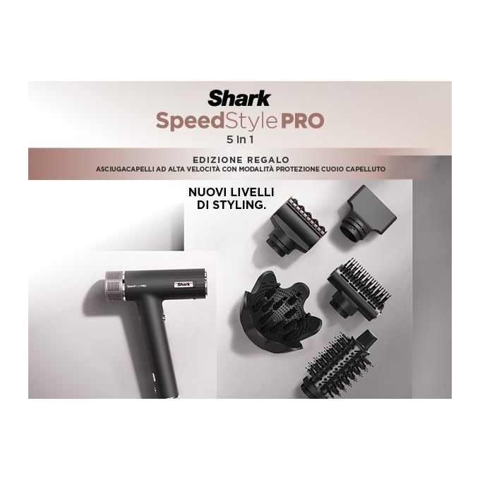Shark HD752EU SpeedStyle Pro Asciugacapelli 1750 W Tecnologia Ionica 5 Accessori inclusi colore Nero