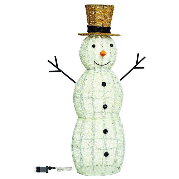 Lotti 63952 Figura Luminosa Decorativa Pupazzo di Neve 3D con 220 LED Bianco Caldo Timer 8-16h IP44 Cavo 4 m colore Bianco
