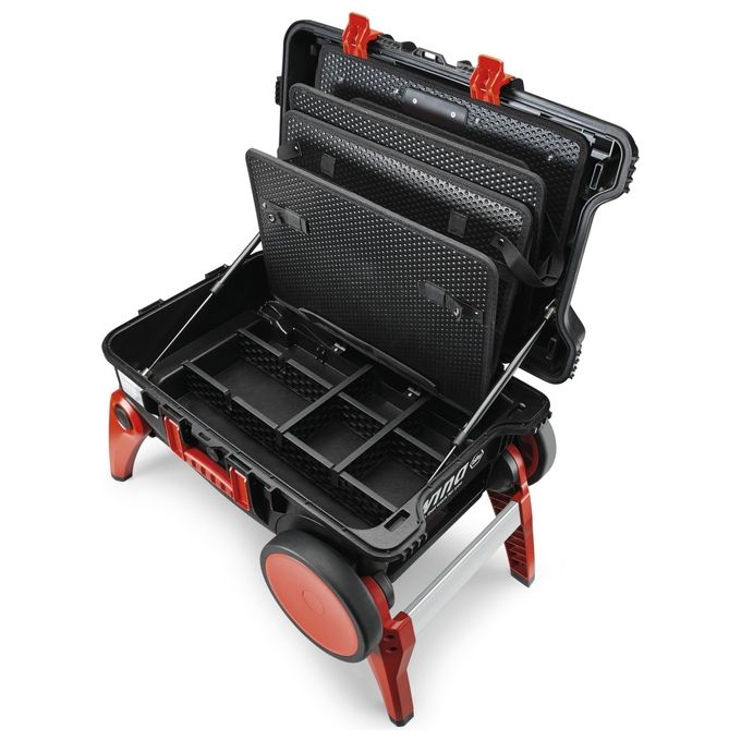 Wiha 44129 Valigetta Portautensili XXL III 52.5 Litri Polipropilene IP55 Ruote Extra Large Gambe Ripiegabili Colore Nero Rosso