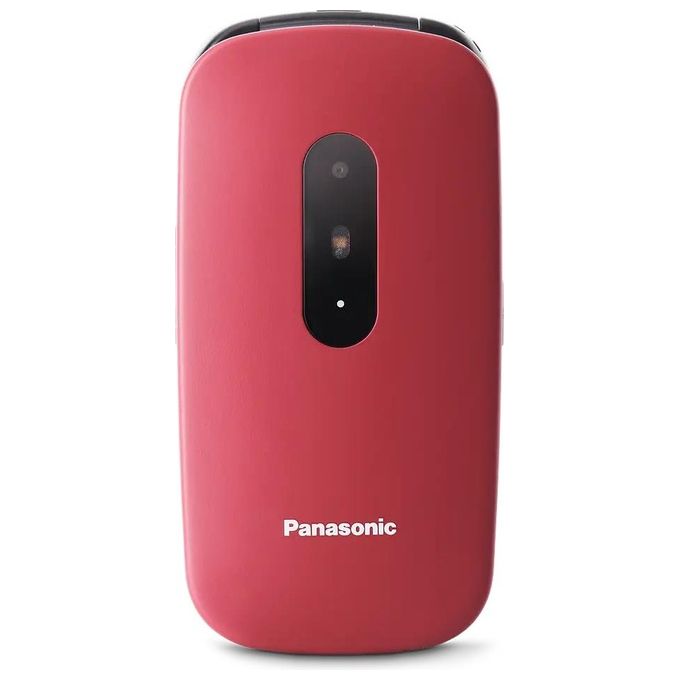 Panasonic KX-TU446EXR Telefono Cellulare a Conchiglia per Anziani 2.4'' TFT Tasto SOS Bluetooth Compatibile Apparecchi Acustici Rosso colore Rosso