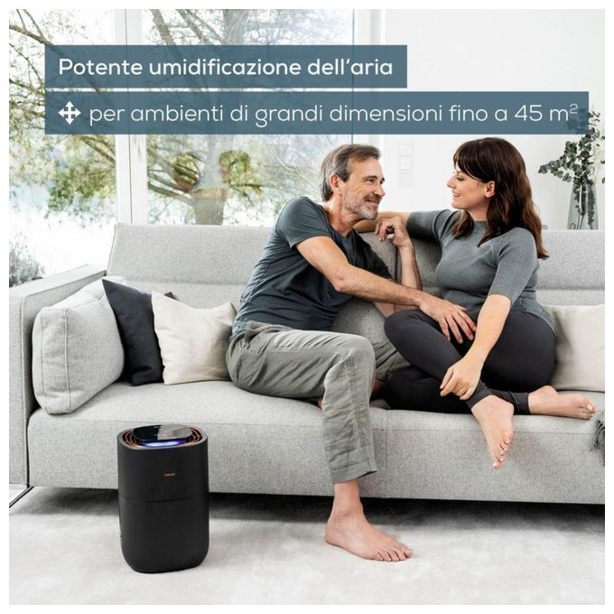 Beurer LB 300 PLUS Umidificatore d'Aria Evaporazione Naturale 3 L 300 ml-h 26W per ambienti fino a 45 m² colore Nero