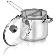 Aeternum Y0DVPSD220 La Divina Reinox Cuoci Pasta con Doppio Cestello in Acciaio 22 cm Capacita' 4,3 L Adatto a Tutti i Piani di Cottura incluso Induzione Lavabile in Lavastoviglie colore Acciaio Satinato