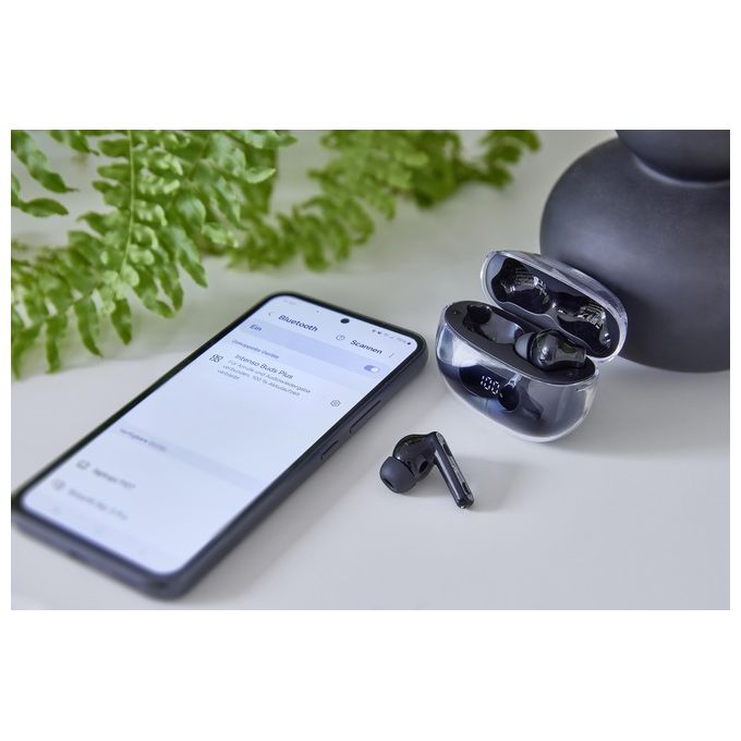 Intenso Buds Plus Cuffie TWS True Wireless T310AE con Cancellazione Attiva del Rumore ENC Bluetooth e fino a 25 Ore di Riproduzione Musicale Nero