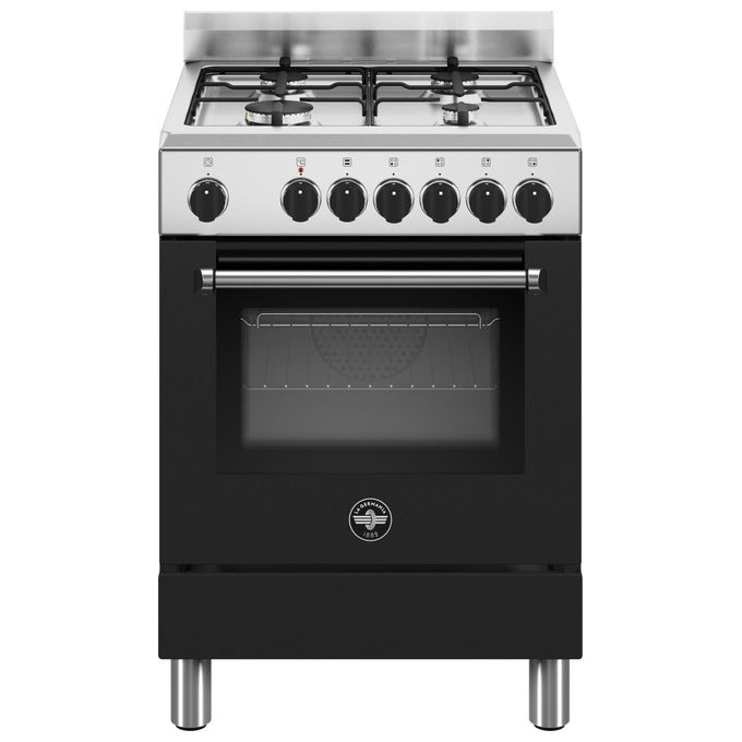 La Germania AMN664ENEV24 Americana Cucina 60 cm 4 Fuochi Gas Forno Elettrico 56 L Multifunzione Classe A (92x60x60 cm) colore Nero