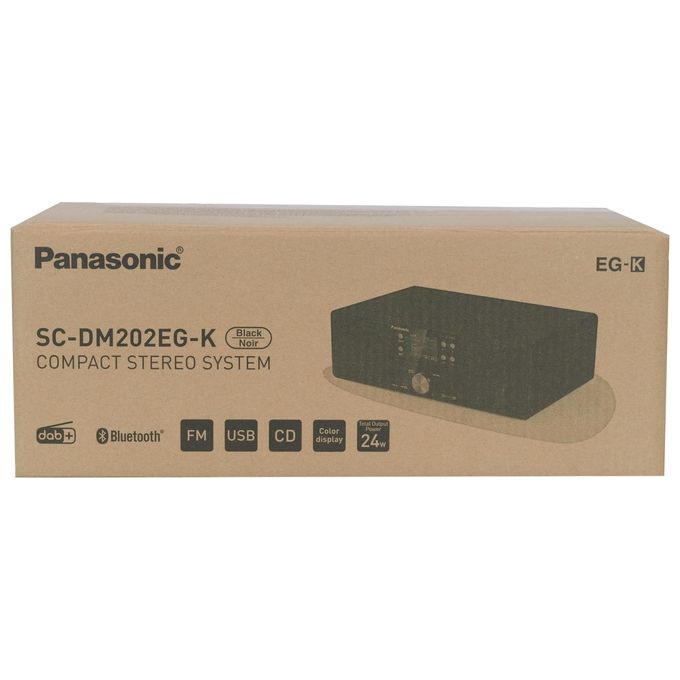 Panasonic SC-DM202EG-K Sistema Micro Hi-Fi con Lettore CD Radio DAB+ FM USB Bluetooth 24 W Display TFT 2,4'' colore Nero