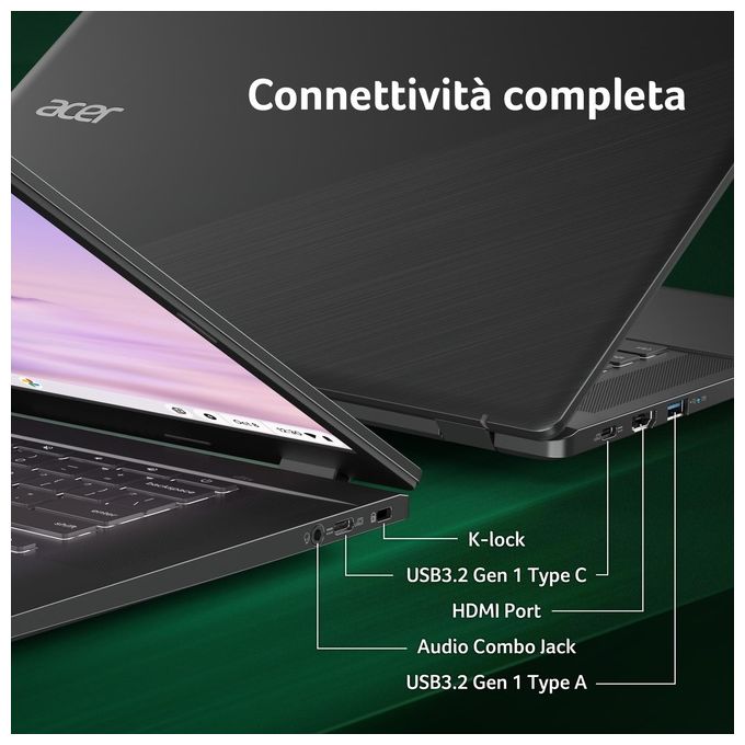 Acer NX.KNUET.002 Chromebook Plus 515 CB515-2H-34ZU Notebook 15.6'' Intel Core i3-1215U 8GB DDR5 256GB SSD ChromeOS colore Grigio